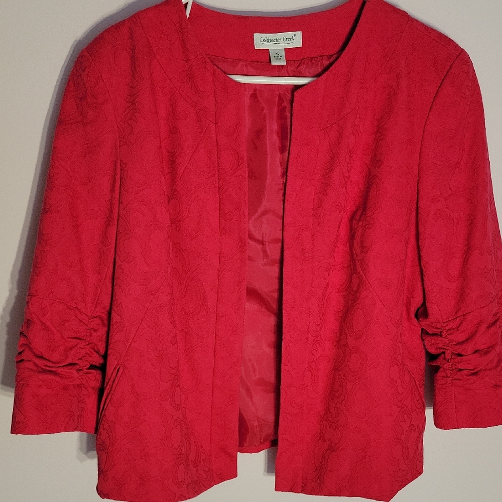 Coldwater Creek Bold Red Textured Blazer size 16